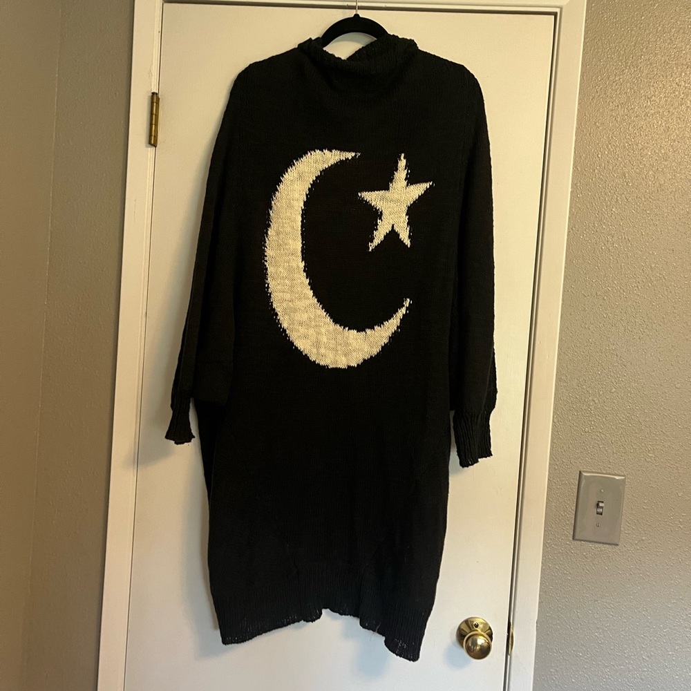Wildfox Black Sweater with White Moon and Star